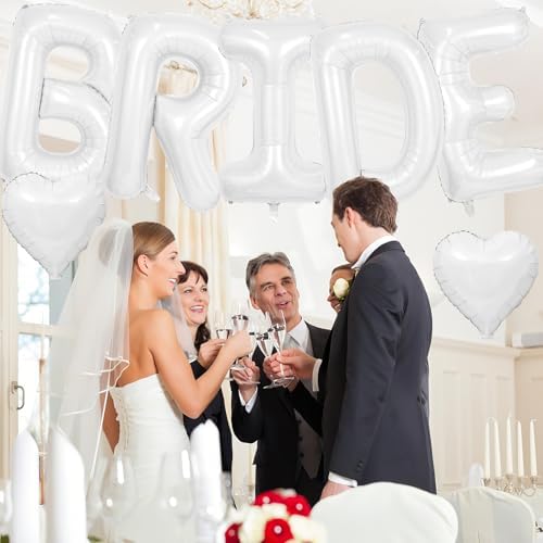 40 Inch White BRIDE Letter Balloons Set