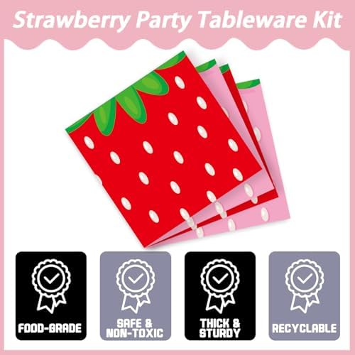 Strawberry Themed Party Tableware Set 120pcs