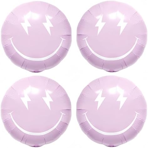 4PCS 23 Inch Purple Lightning Smile Balloons