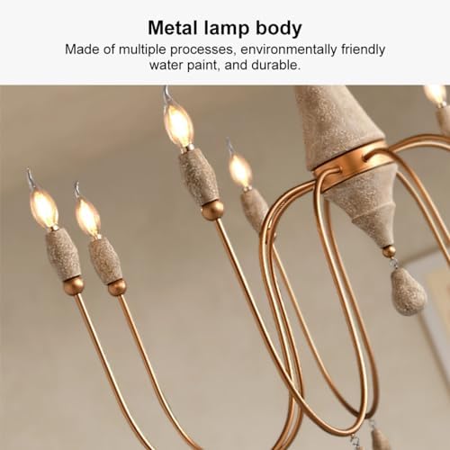 French Country Chandelier with 8 Gold Lights