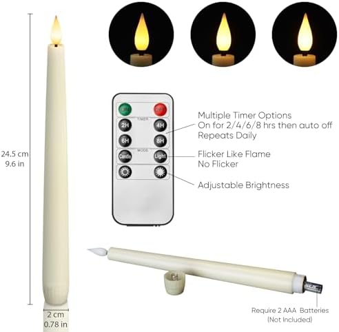 Homemory 6 Pcs Flameless Taper Candles with Remote Control