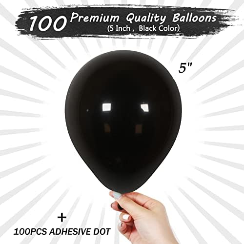 5 Inch Black Balloons 100 Pack Party Decor