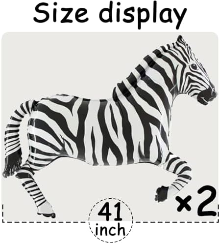 Huge Zebra Foil Balloons 2Pcs for Birthday Parties