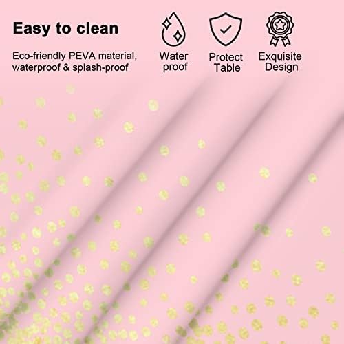 Mulbozy 2 Pcs Pink Gold Dot Tablecloth 54x108 Inches