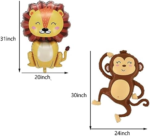 6PCS Jungle Animal Foil Balloons for Kids Party Decorations