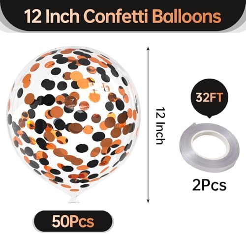 50pcs Orange Black Foil Confetti Balloons for Halloween Party