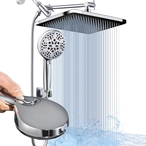 14 Inch Rainfall Shower Head with 8 Handheld Spray and Power Wash