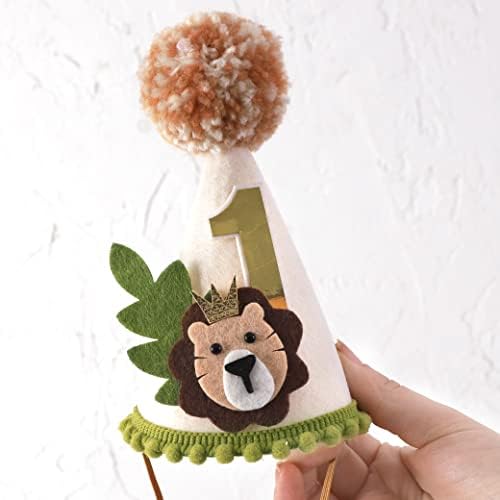 Lion First Birthday Crown for Boys - Jungle Safari Party Hat