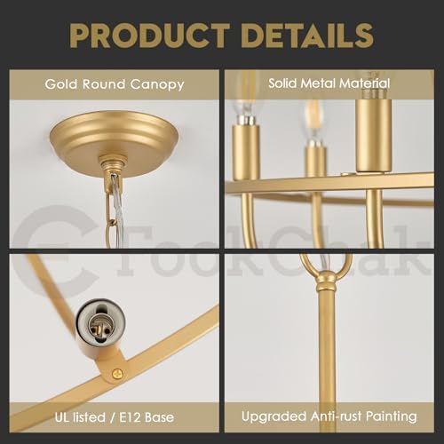 9-light Gold Chandelier Vintage Candle Fixture