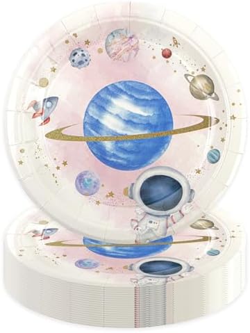 50PCS Space Themed Paper Plates for Birthday Parties
