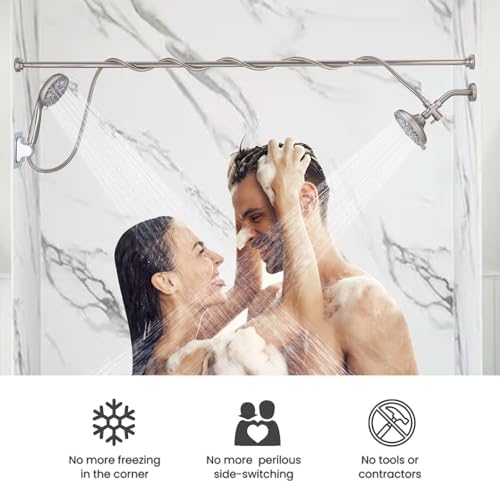 Ultrimkit Double Shower Head Combo Brushed Nickel