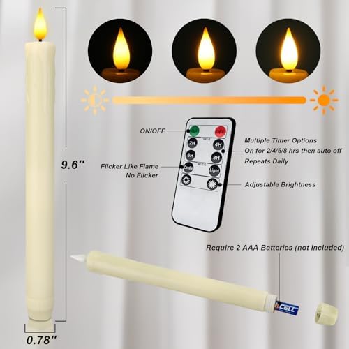 Homemory Flameless Taper Candles with Remote and Timer