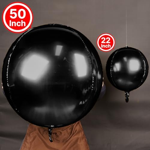PartyWoo 3 Pack 50 Inch Round Foil Balloons with Ribbon