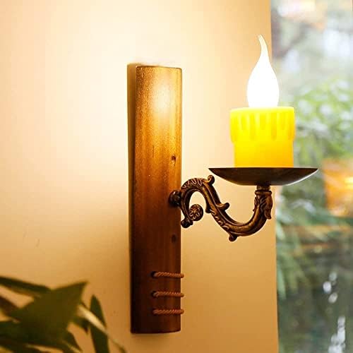 Antique Farmhouse Wall Light Sconce with Resin Candle Shade