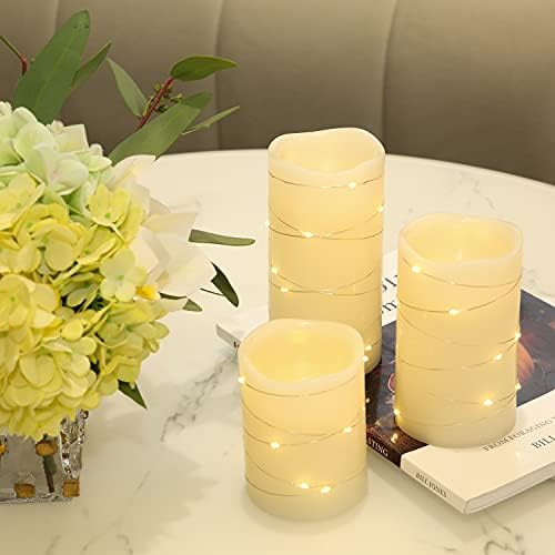 H-BLOSSOM Flameless Candles with LED Lights Set of 3