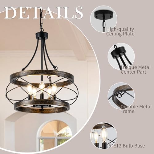 5-Light Farmhouse Chandelier 1772 Inch Bronze Drum Pendant Light