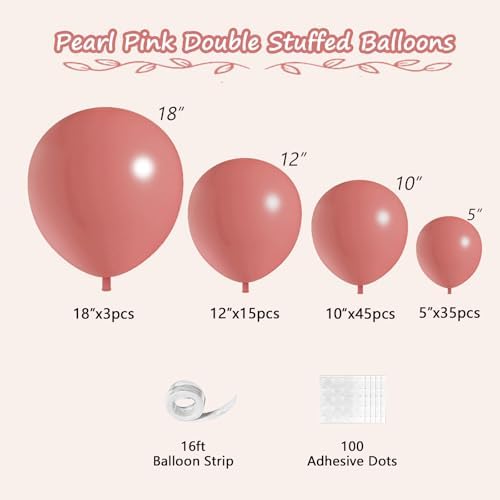 Dusty Pink Balloons 98PCS Double Stuffed Garland Kit