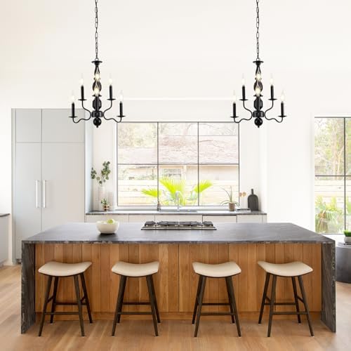 Black 6-Light Farmhouse Chandelier Pendant Light