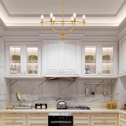 Gold Chandelier for Dining Room 6 Light