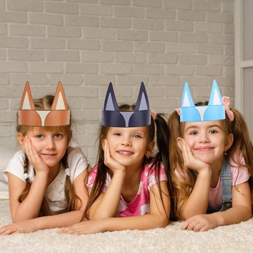 24pcs Paper Animal Party Hats with Elastic Bands