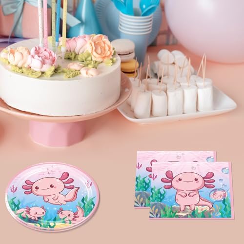 41Pcs Pink Axolotl Party Tableware Set for Birthday Decor