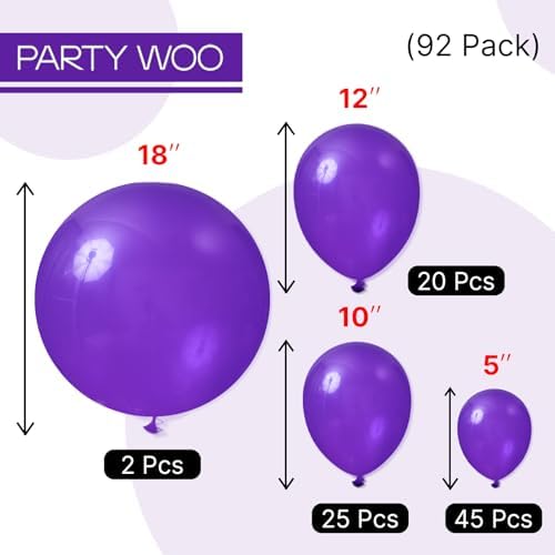 PartyWoo Dark Purple Balloons 92pcs Arch Kit Garland Decorations