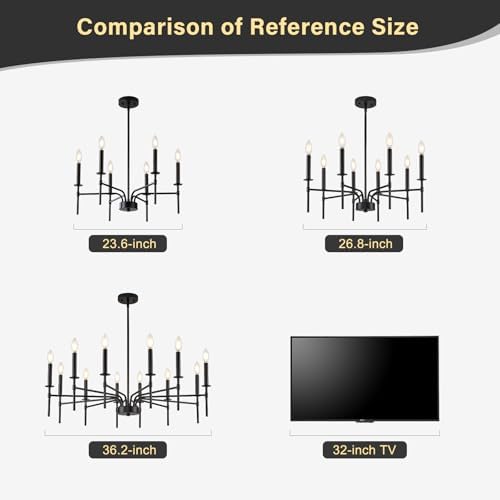 Qamra 6 Light Black Metal Chandelier