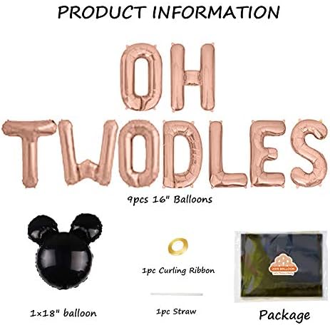 Oh Twodles Balloons Banner 12PCS Rose Gold Set