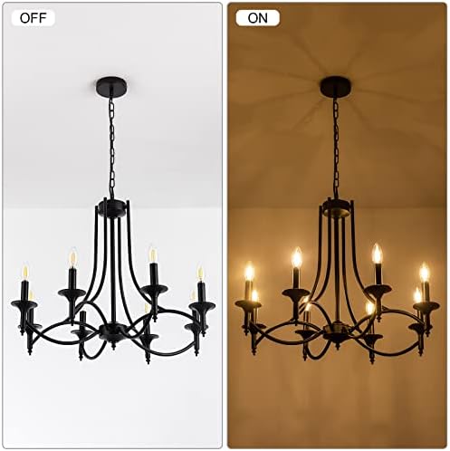 Black Industrial Chandelier with 8-Light Candle Stems