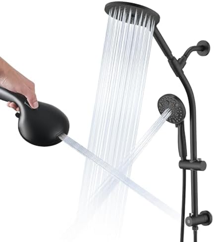 High Pressure Shower Head with Handheld and Slide Bar Combo - Matte Black