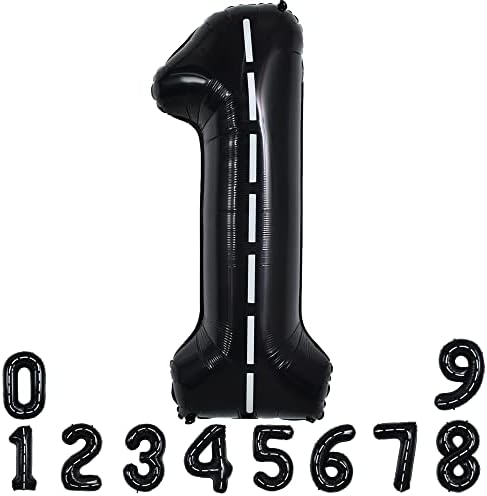 TONIFUL Race Car Black Balloons 40 Inch Number 1 Decorations