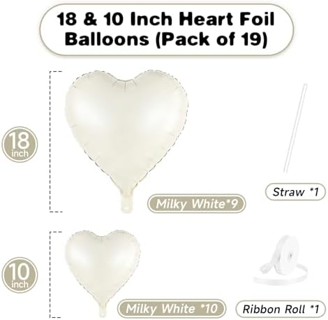 Cream Heart Balloons 19PCS for Birthday Wedding Decor