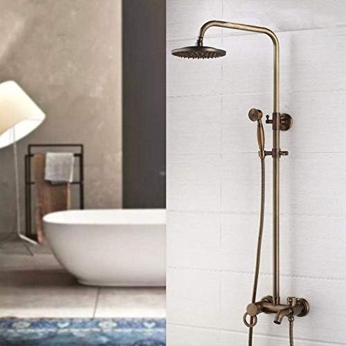 LASEVE 8 Inch Brass Antique Handheld Shower Set