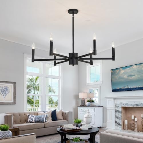ASGYISA 6 Light Black Farmhouse Chandelier Ceiling Light