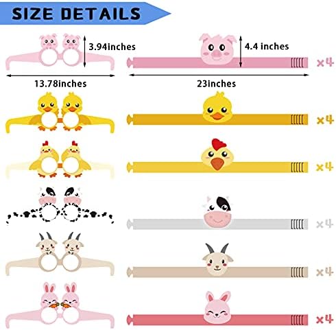 48 Pieces Farm Animal Paper Headwear Set