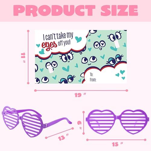 JOYIN 32 Pack Valentine Shades Glasses with Cards