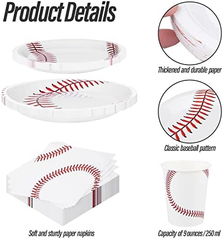 ADXCO 120 Piece Baseball Party Tableware Set