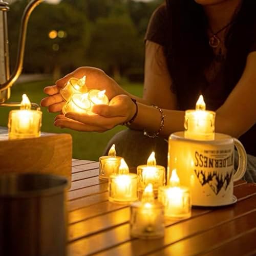 12 Pack Crystal LED Tea Light Candles for Decorations