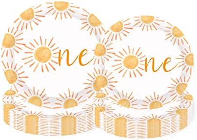 Boho One Sun Birthday Plates Set 40pcs
