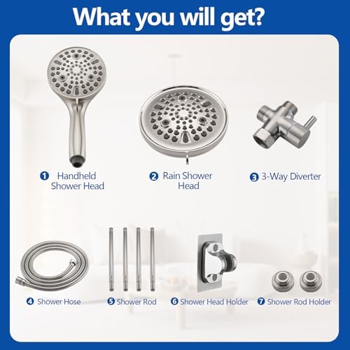 Ultrimkit Double Shower Head Combo Brushed Nickel