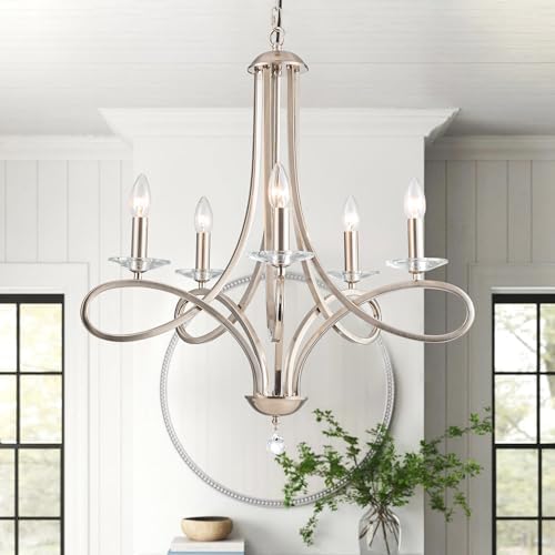 Modern Brushed Nickel 5-Light Chandelier
