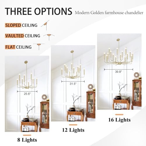Qamra 8-Light Gold Chandelier for Dining Room