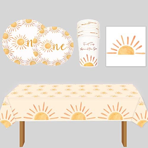 Boho One Sun Birthday Plates Set 40pcs