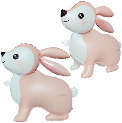 Pink Bunny Foil Balloons 2Pcs Jungle Themed Decorations