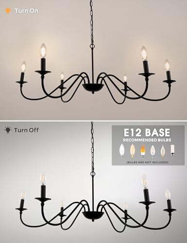 L LOHAS LED 6-Light Black Farmhouse Chandelier