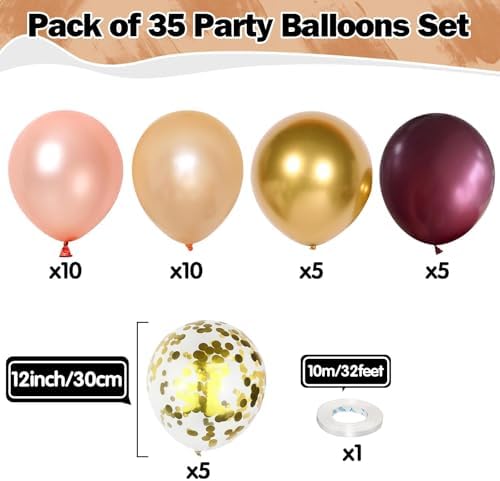 Rose Gold Balloon Set 12 Inch 35 Pcs Party Decorations