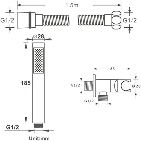 Chrome Handheld Showerhead Set with 15M Hose 1
