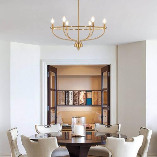 Gold Chandelier for Dining Room 6 Light