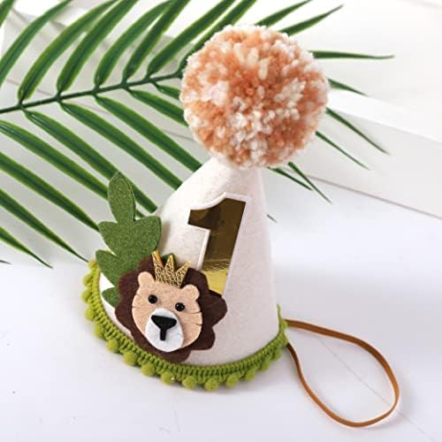 Lion First Birthday Crown for Boys - Jungle Safari Party Hat