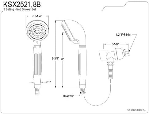 Kingston Brass KSX2528B Hand Shower Head Set with 5 Settings